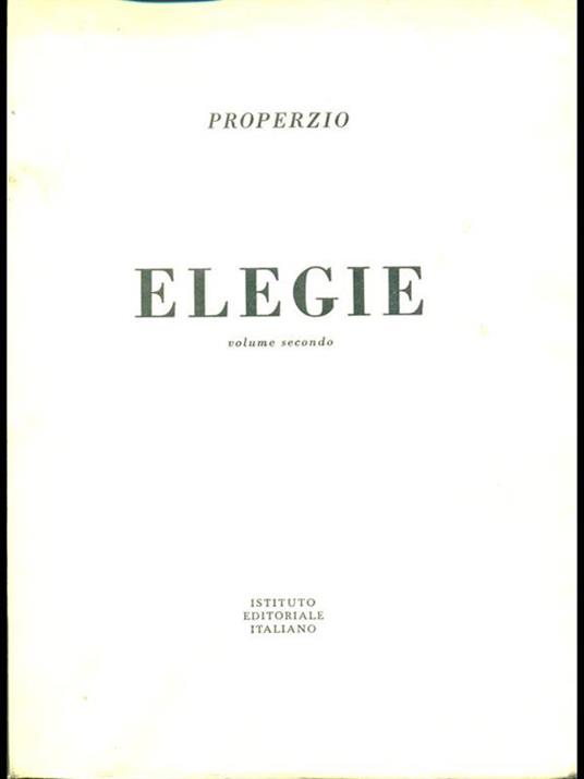 Elegie. Vol. 2 - Sesto Properzio - copertina