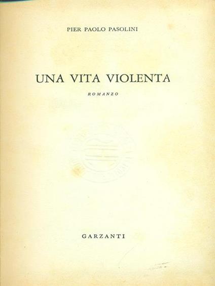 Una vita violenta - Pier Paolo Pasolini - copertina