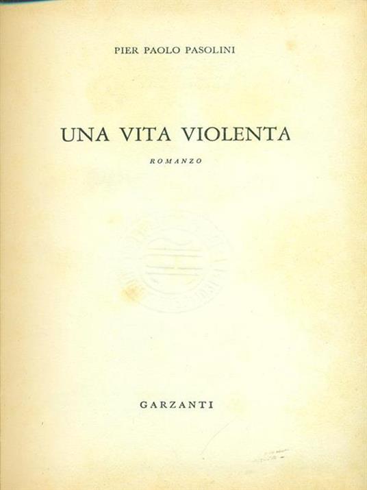 Una vita violenta - Pier Paolo Pasolini - copertina