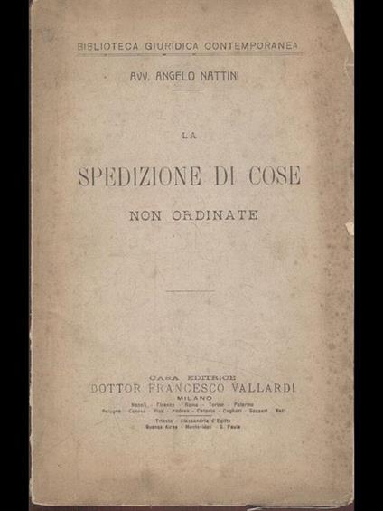 La spedizione di cose non ordinate - Angelo Nattini - copertina