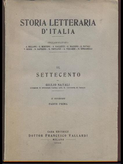Il Settecento-parte prima - Giulio Natali - copertina