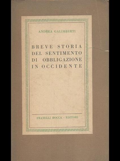Breve storia del sentimento di obbligazione in occidente - Andrea Galimberti - copertina