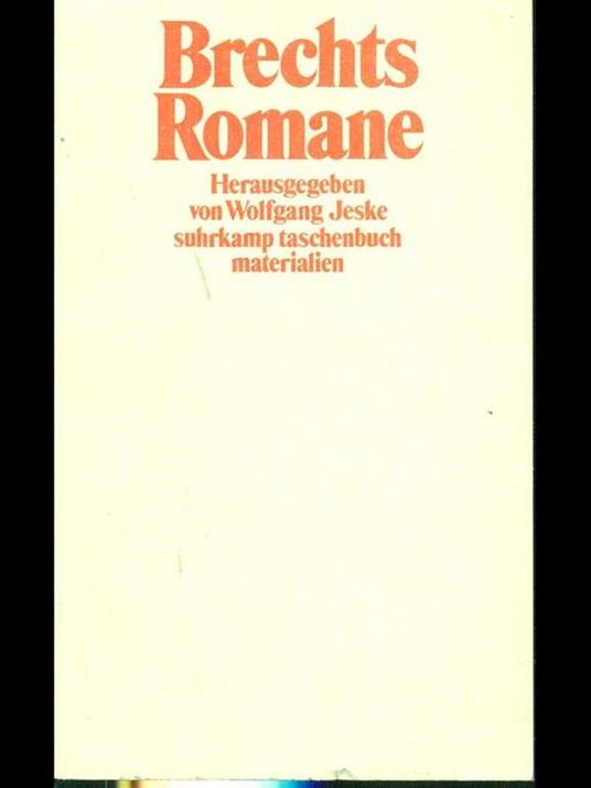 Brechts Romane - Wolfgang Jeske - copertina