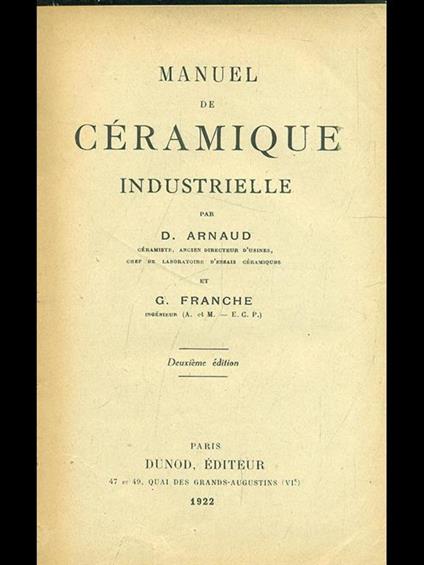 Manuel de ceramique industrielle - copertina