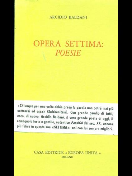 Opera settima: poesie - Arcidio Baldani - copertina