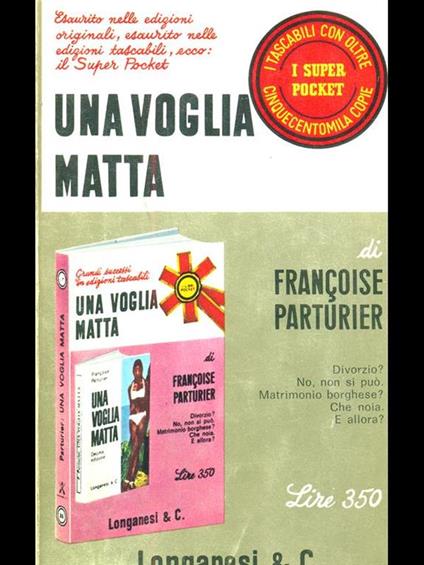Una voglia matta - Françoise Parturier - copertina