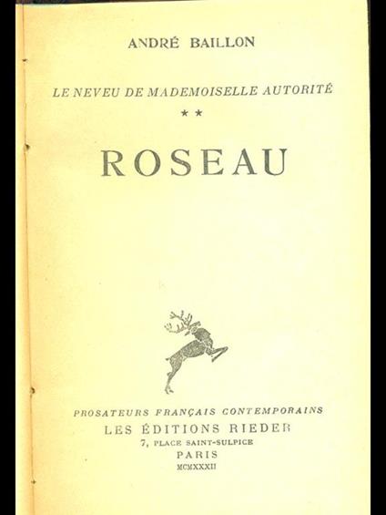 Roseau - André Baillon - copertina