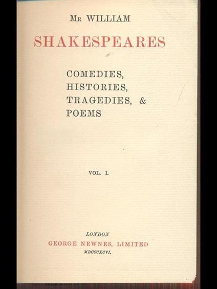 Shakespeares Vol. 1 - William Shakespeare - copertina