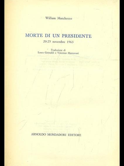 Morte di un presidente - William Manchester - copertina