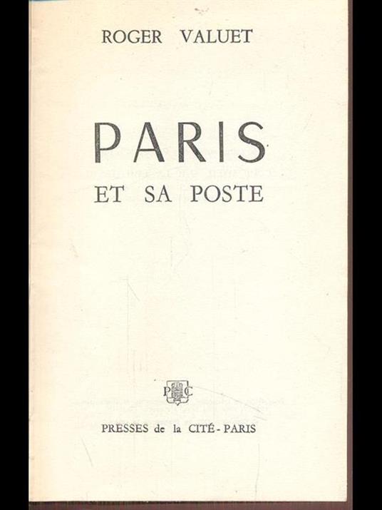 Paris et sa poste - Roger Valuet - copertina