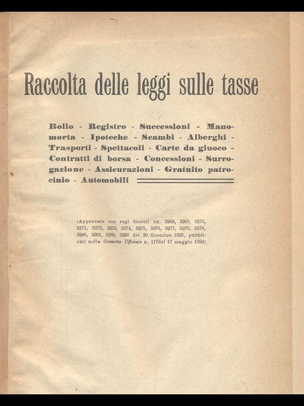 Raccolta delle leggi sulle tasse