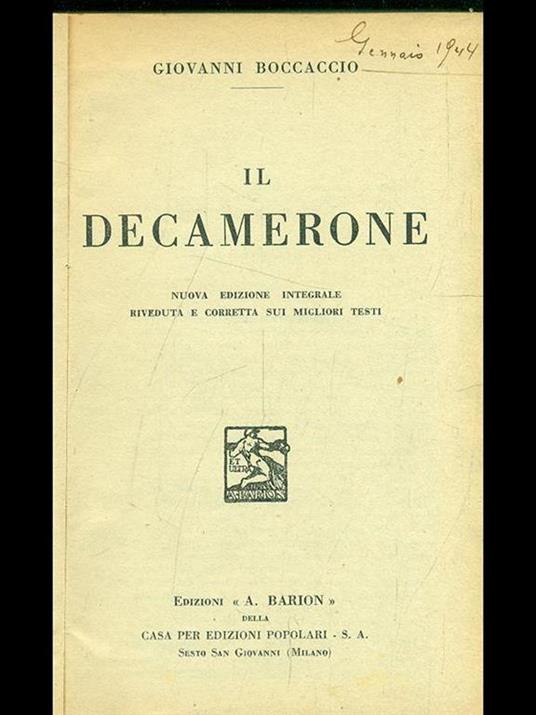 Il decamerone - copertina