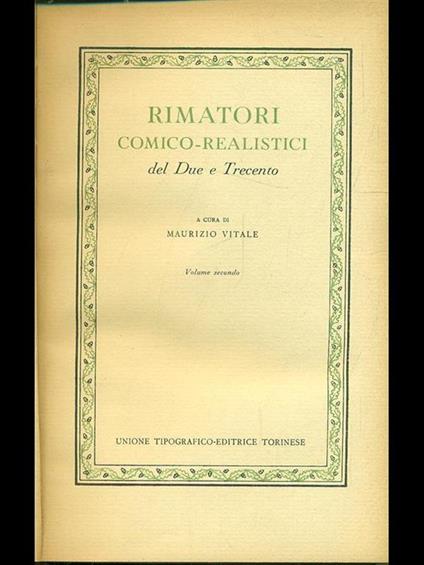 Rimatori comico-realistici del Due e Trecento vol. 2 - Maurizio Vitale - copertina
