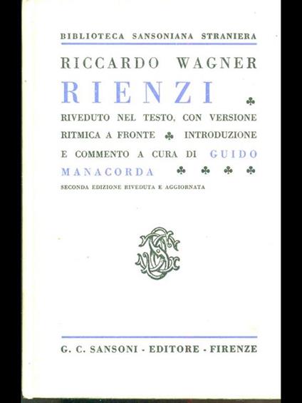 Rienzi - Richard Wagner - copertina