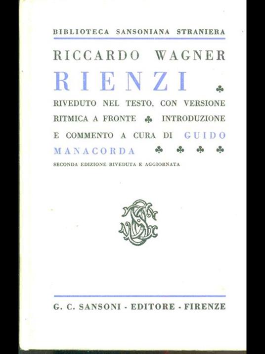 Rienzi - Richard Wagner - copertina