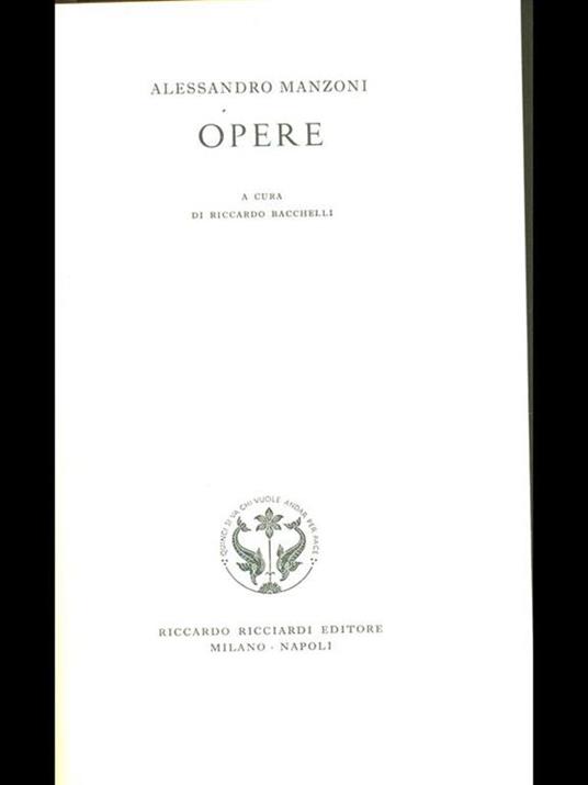Opere - Alessandro Manzoni - copertina