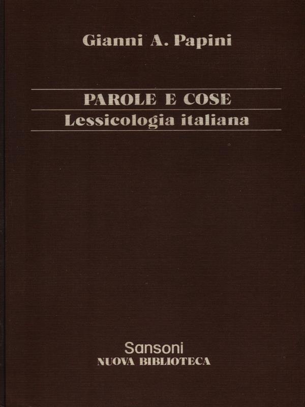 Parole e cose - Lessicologia italiana