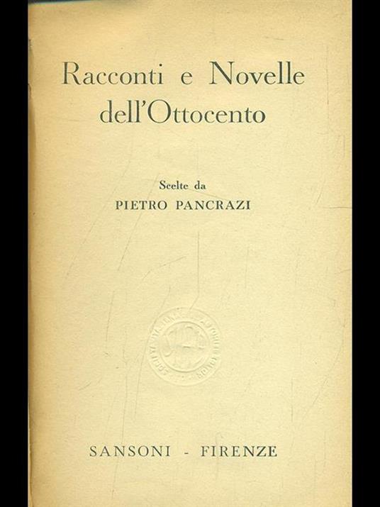 Racconti e novelle dell'Ottocento - Pietro Pancrazi - copertina