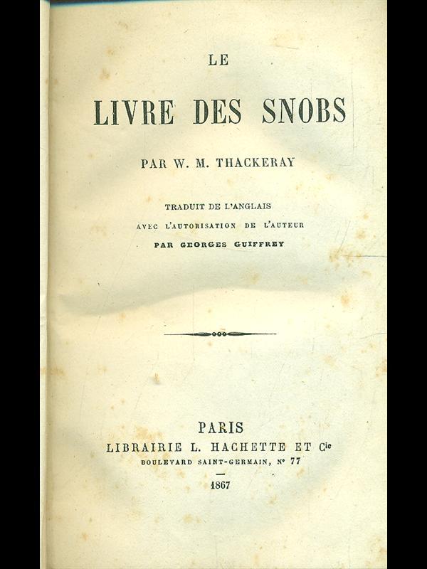 Le livre des snobs