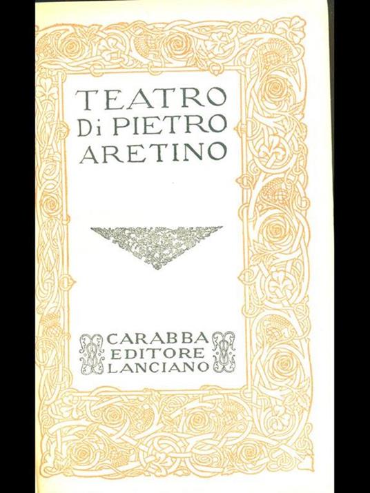 Teatro I - Pietro Aretino - copertina