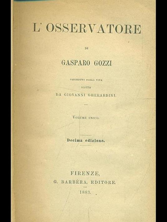 L' osservatore - Gasparo Gozzi - copertina