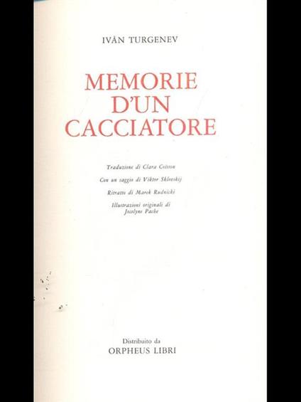 Memorie d'un cacciatore - Ivan Turgenev - copertina