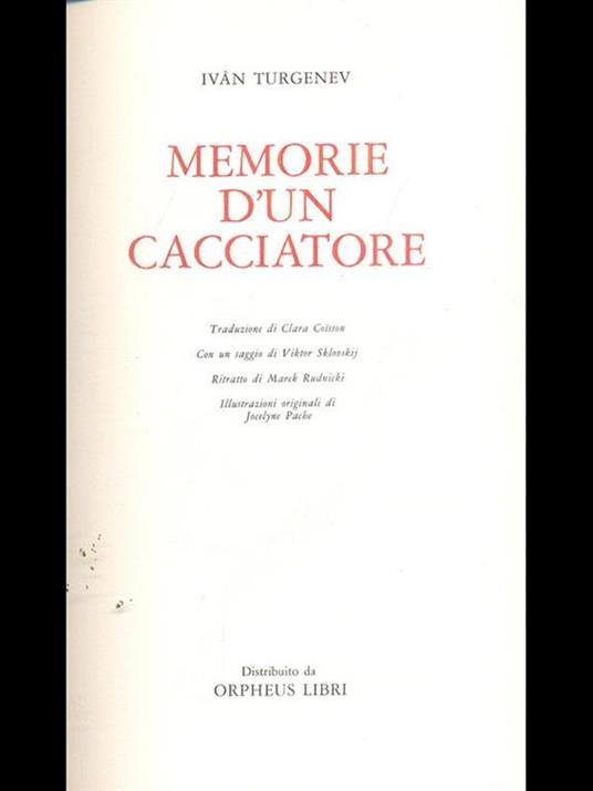 Memorie d'un cacciatore - Ivan Turgenev - copertina