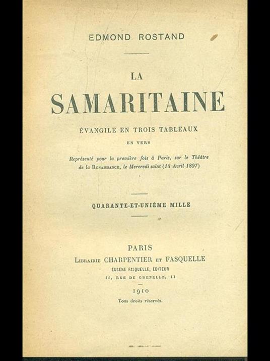 La samaritaine - Edmond Rostand - copertina