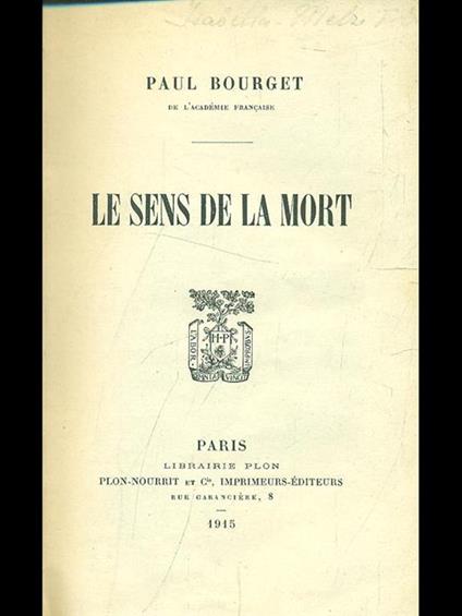 Le sens de la mort - Paul Bourget - copertina