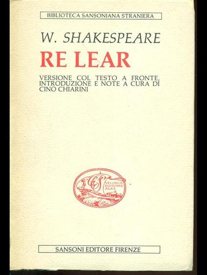 Re Lear - William Shakespeare - copertina