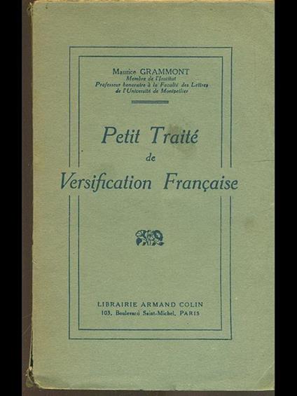 Petit traité de versification française - Maurice Grammont - copertina