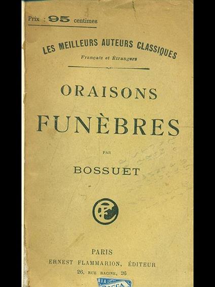 Oraisons funébres - Jacques-Bénigne Bossuet - copertina