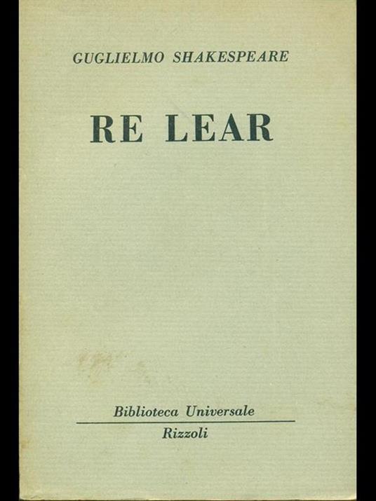 Re Lear - William Shakespeare - copertina