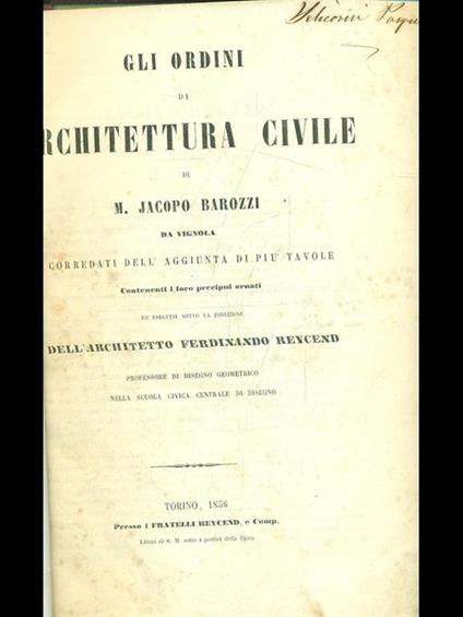 Gli ordini di architettura civile - Jacopo Barozzi - copertina