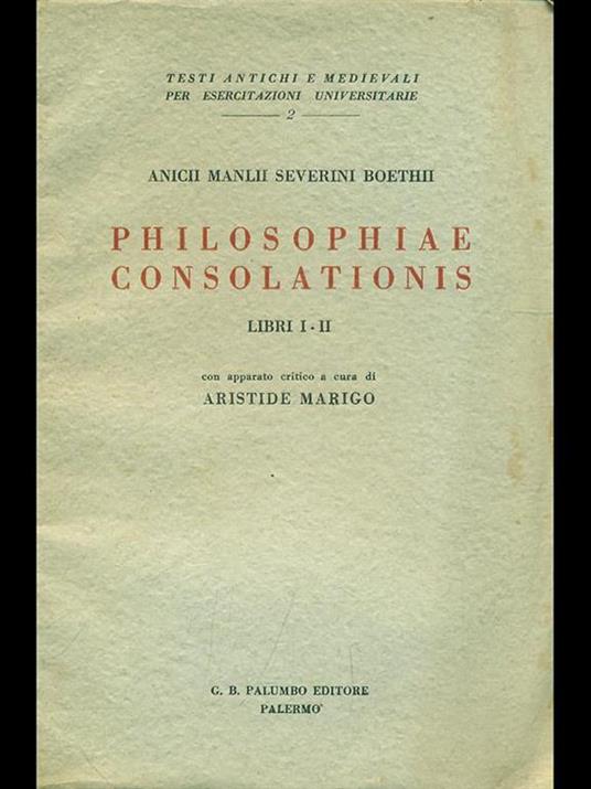 Philosophiae consolationis - Severino Boezio - copertina