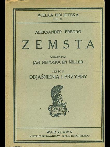Zemsta - Aleksander Fredro - copertina