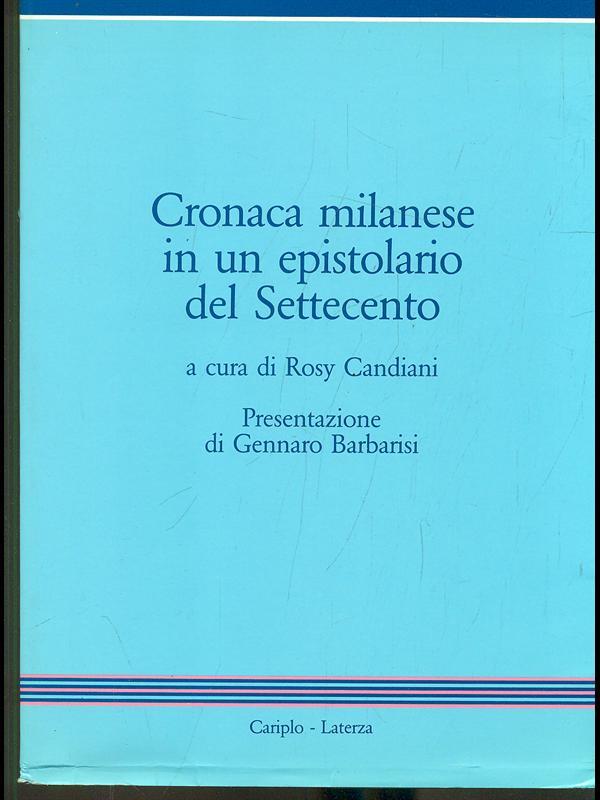 Cronaca milanese in un epistolario del Settecento
