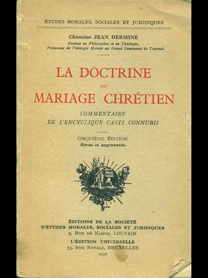 La doctrine du mariage chretien - copertina