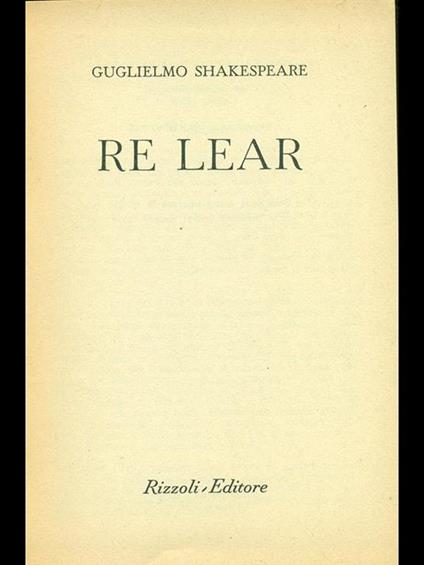Re Lear - William Shakespeare - copertina