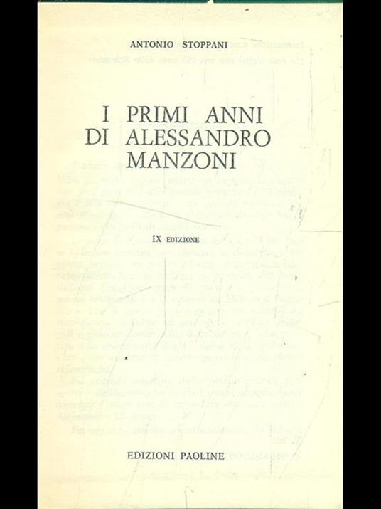 I primi anni di Alessandro Manzoni - Antonio Stoppani - copertina