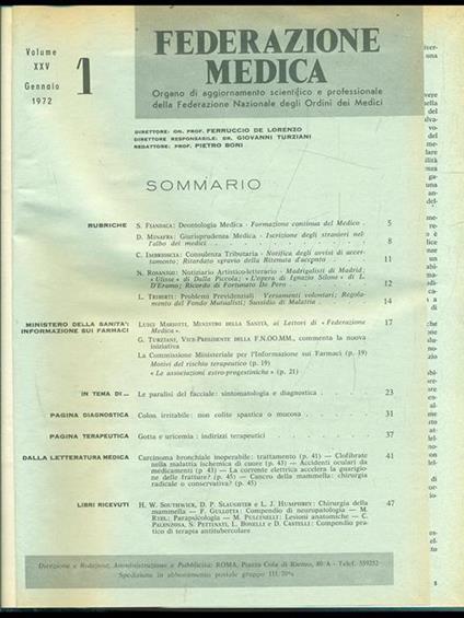 Federazione medica 1972 - copertina