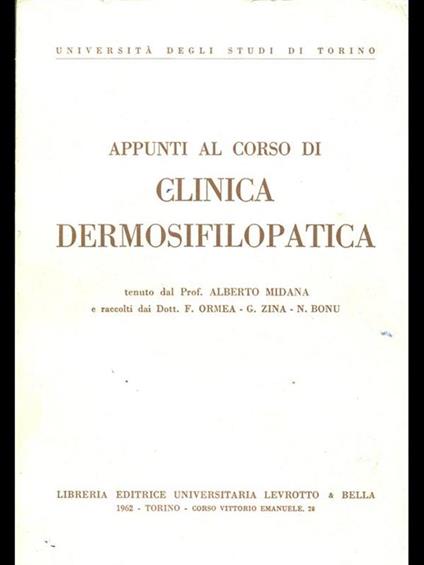 Appunti al corso di clinica dermosifilopatica - Alberto Midana - copertina
