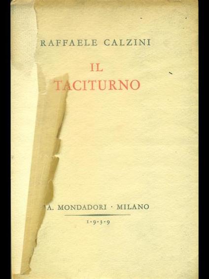Il taciturno - Raffaele Calzini - copertina