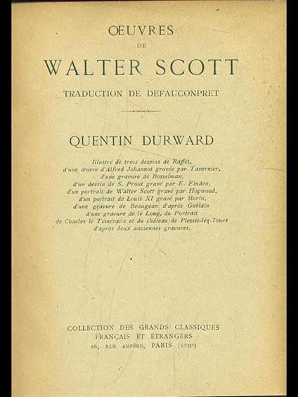 Quentin Durward - Walter Scott - copertina