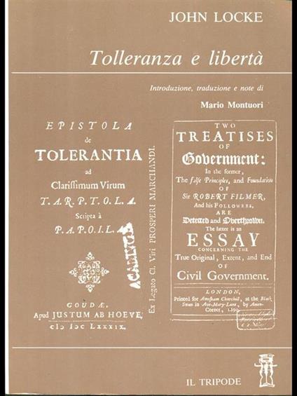 Tolleranza e libertà - John Locke - copertina