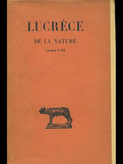 De la nature tomo 1-2 - Tito Lucrezio Caro - copertina