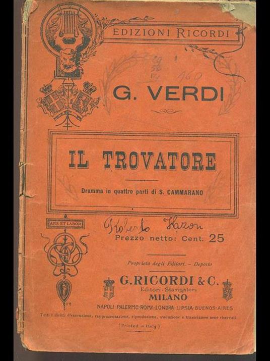 Il trovatore - Giuseppe Verdi - copertina