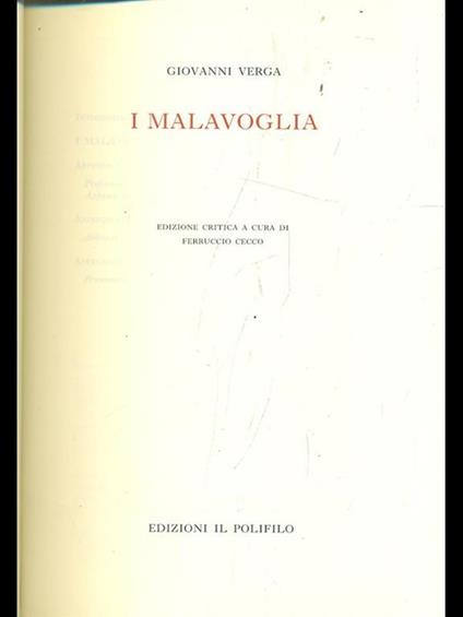 I Malavoglia - Giovanni Verga - copertina