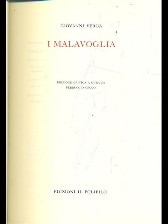 I Malavoglia - Giovanni Verga - copertina