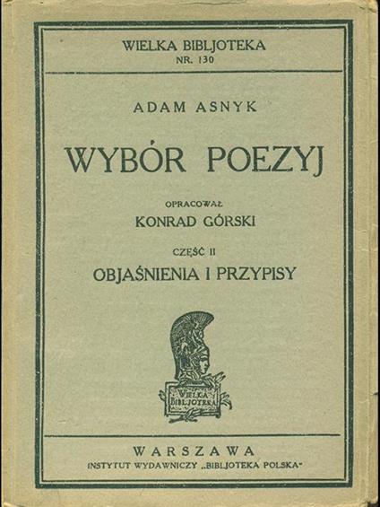 Wybór Poezyj - Asnyk Adam - copertina
